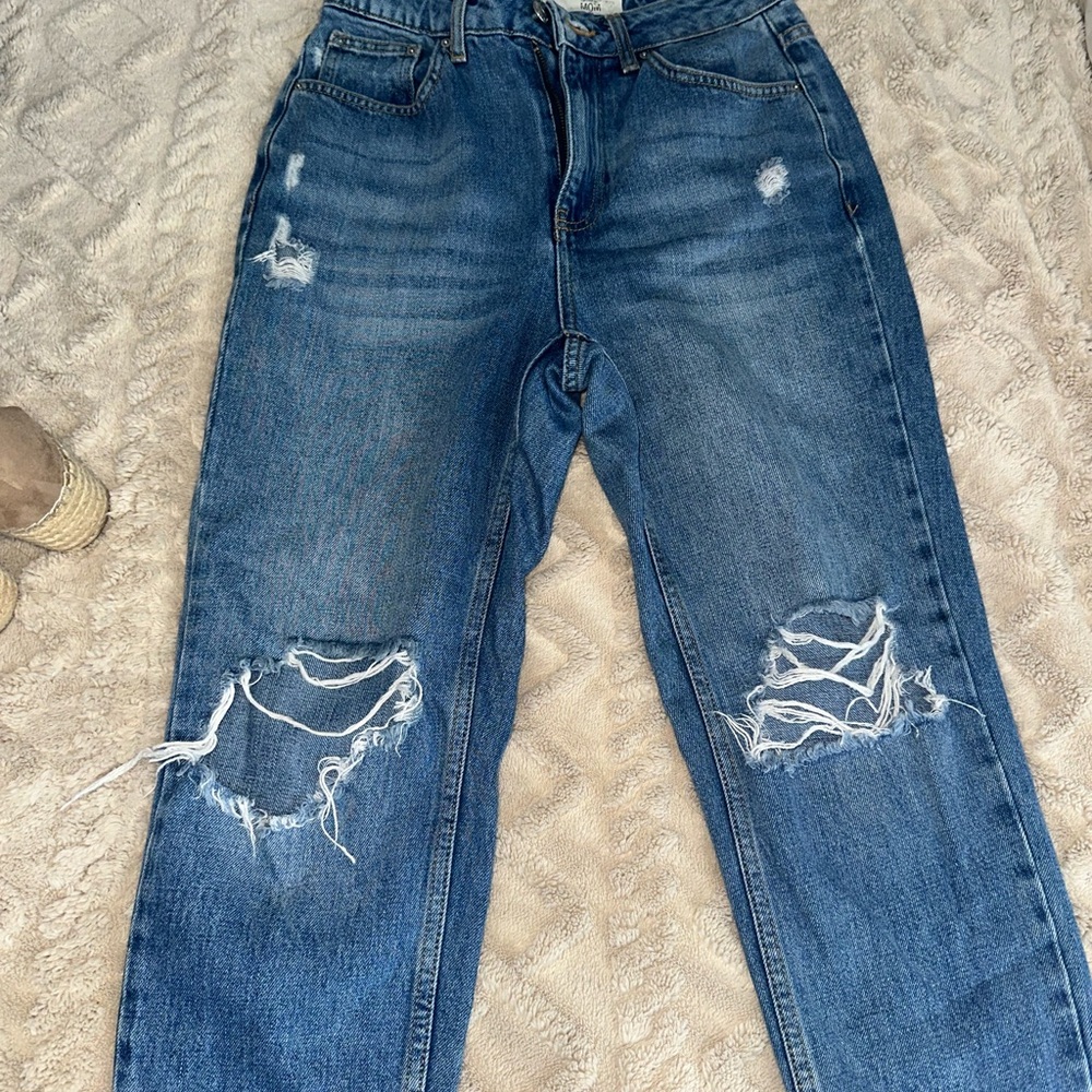 Topshop Distressed Mom Jeans